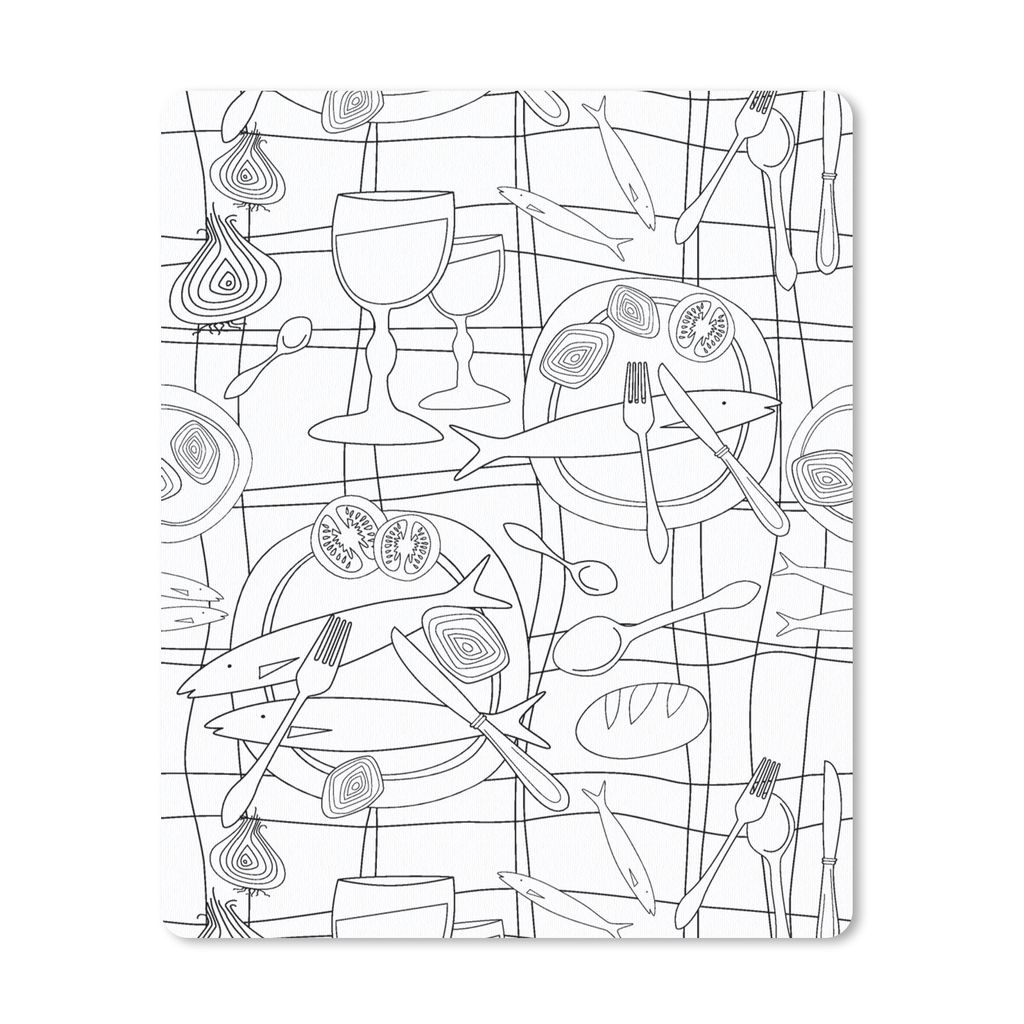 MuchoWow Mauspad Mousepad Fische - Muster - Schwarz und Weiß 30x40 cm - Mousepads - Maus Mat - Pad - Mausunterlage - Mausmatten