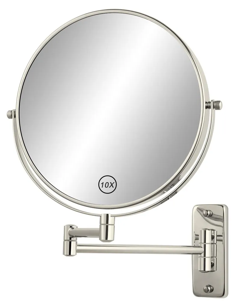 Miroir Mural pour Maquillage et Rasage Précis avec Zoom 10x et Nickelé