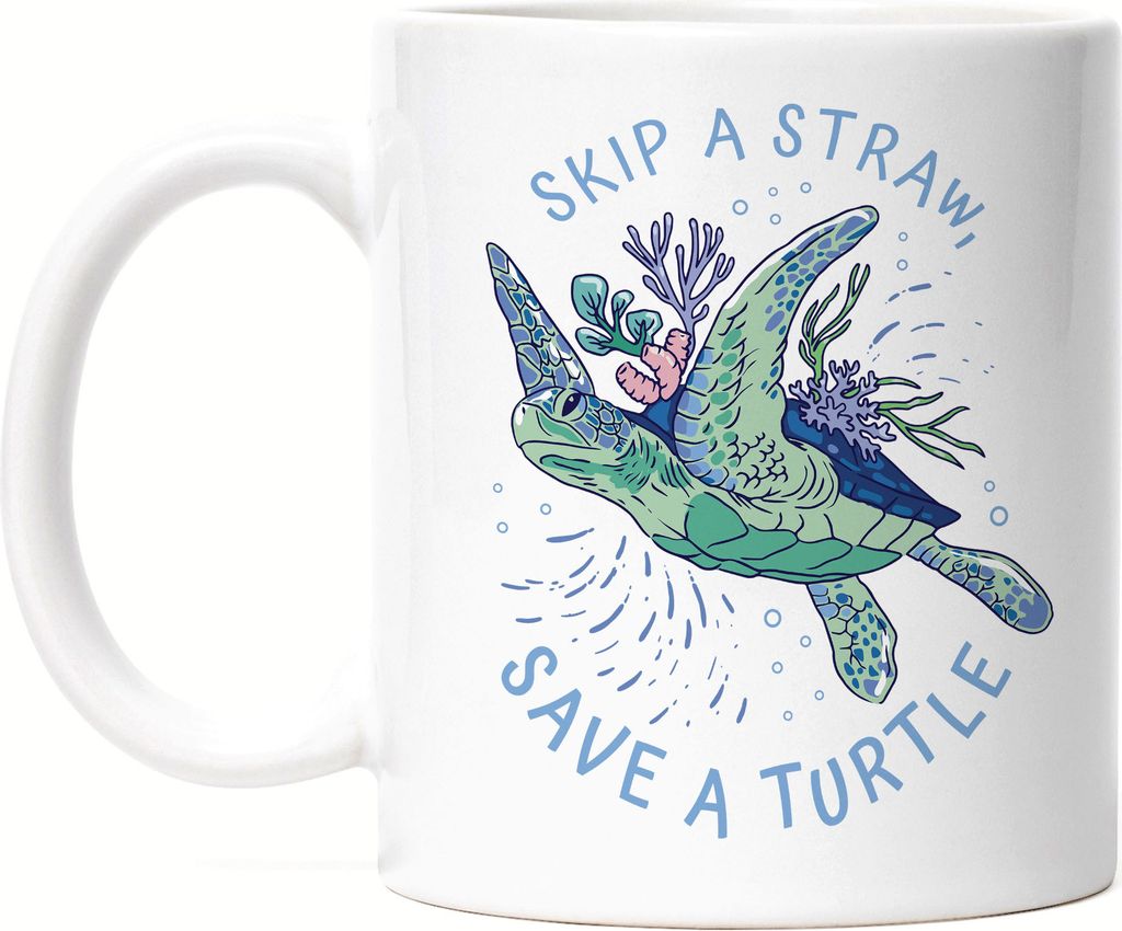 Skip A Straw Save A Turtle Tasse Strohhalm Plastik Schildkröte Meere Ozean Natur Umwelt