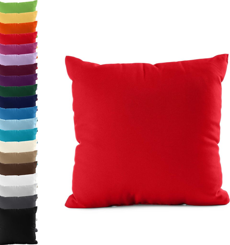 DOPPELPACK Kissenbezüge 40x145cm JERSEY Seitenschläferkissen Kissenbezug 100% Baumwolle 160gr/m² Kissenhülle Kissen, Farbe: Rot