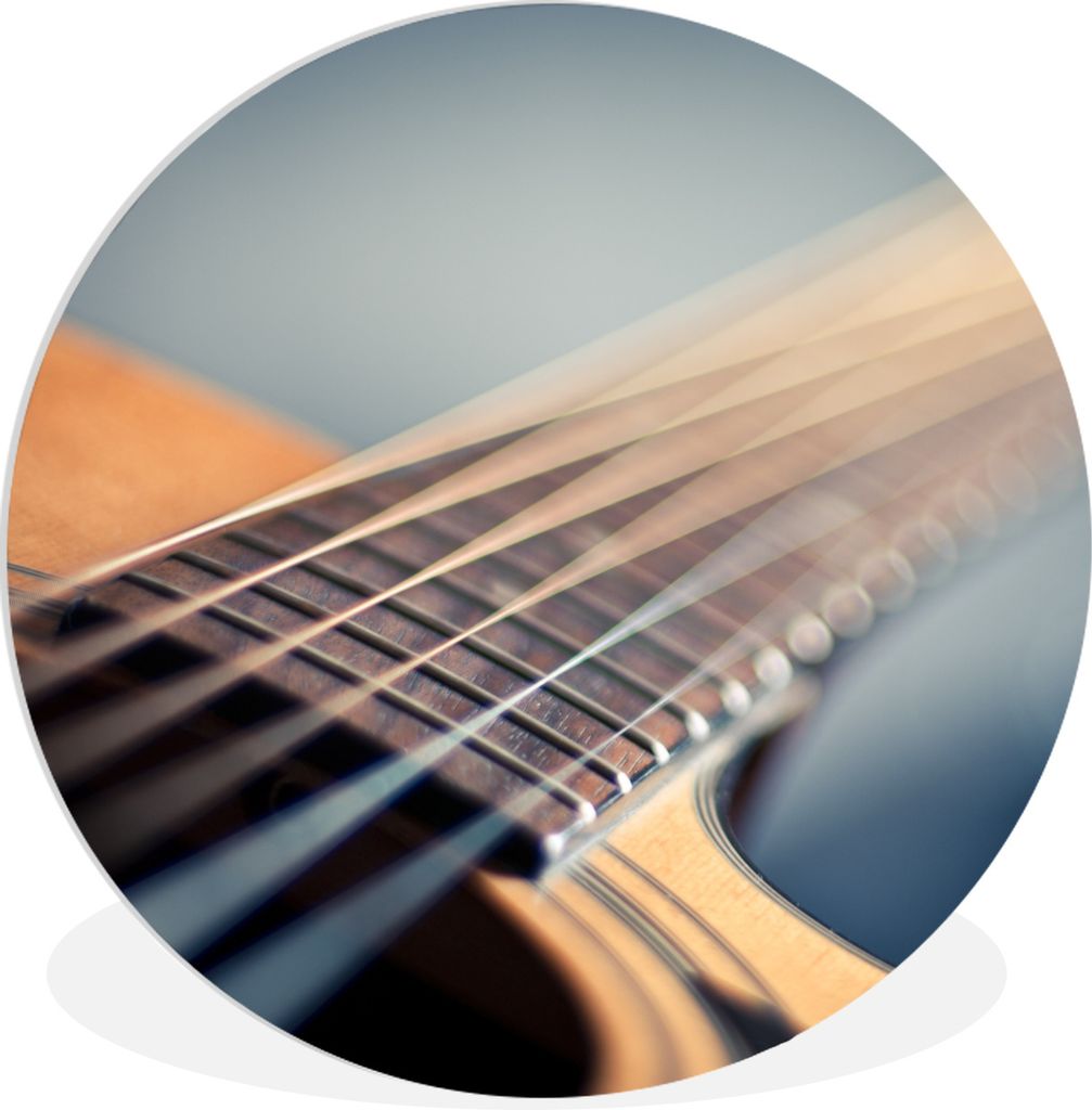MuchoWow Rundes Wandbild - Runde Bilder Nahaufnahme der Saiten einer akustischen Gitarre Ø 30 cm Kreis Wanddekoration Kunststoff - Wandkreis - W...