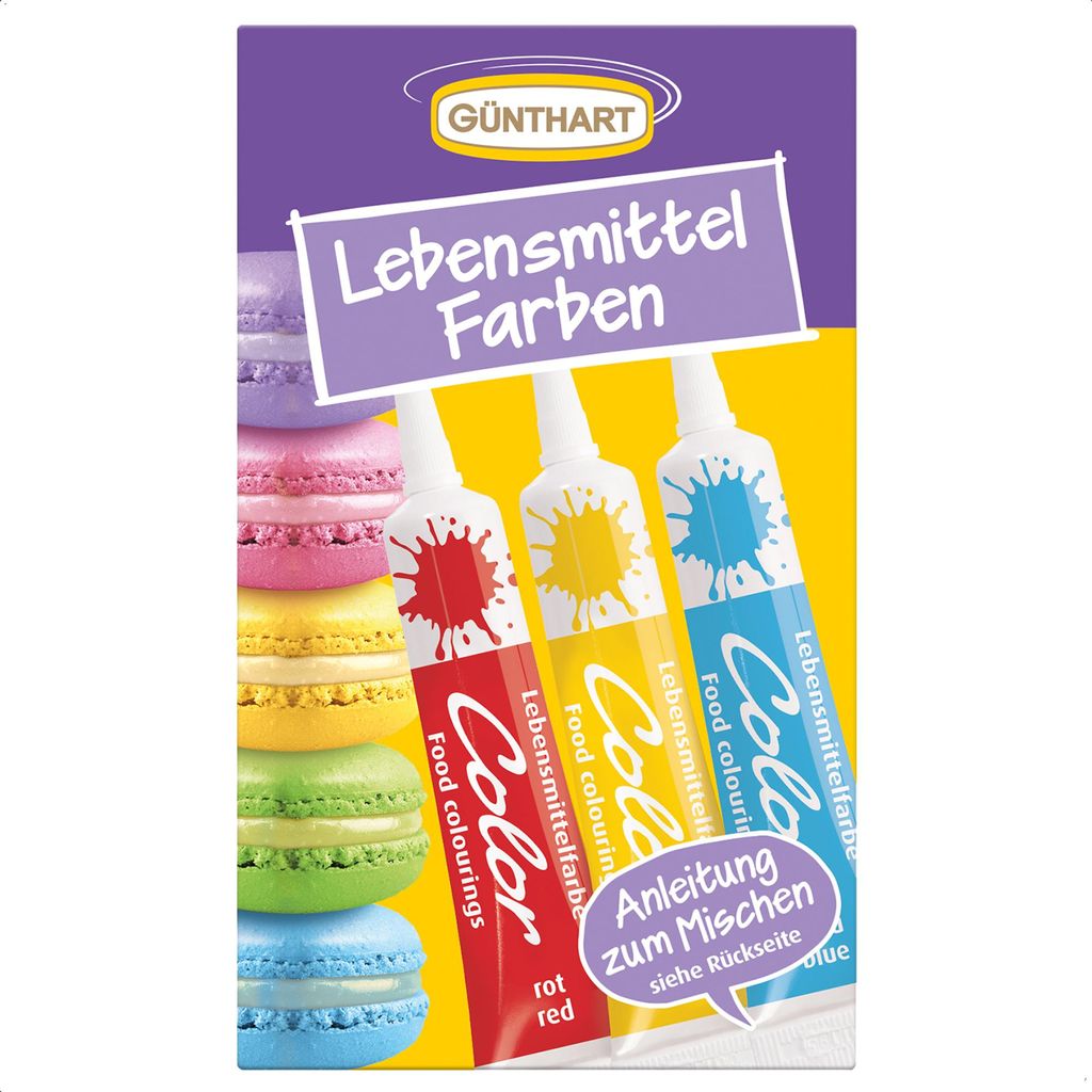 BackDecor Lebensmittelfarben Rot Gelb Blau Produktbild 