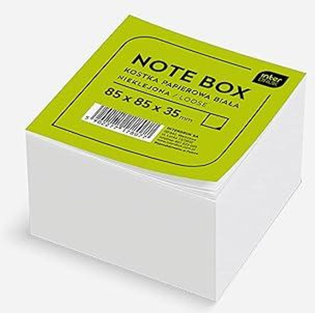Interdruk Zettelklotz - Notizklotz - Ersatzpapier für Zettelbox - 85 x 85 x 35 mm - Circa 350 Lose Blätter - Weiß