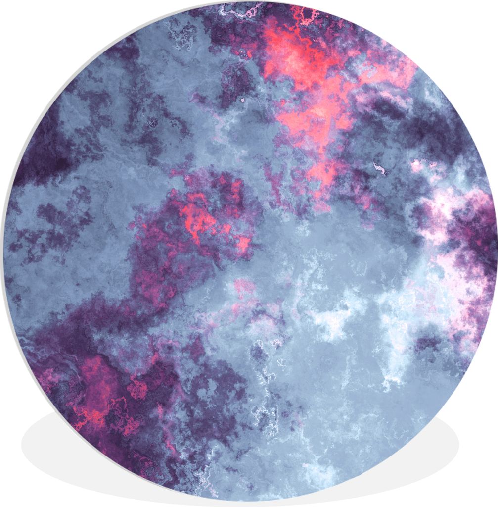 MuchoWow Rundes Wandbild - Runde Bilder Graue und violette Geometrie Ø 90 cm Kreis Wanddekoration Kunststoff - Wandkreis - Wandschmuck - Wand-Kr...