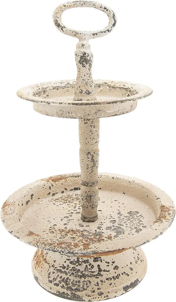 Clayre & Eef Etagere Ferro Beige Ø 22 cm | Alzatina per Eventi e Buffet