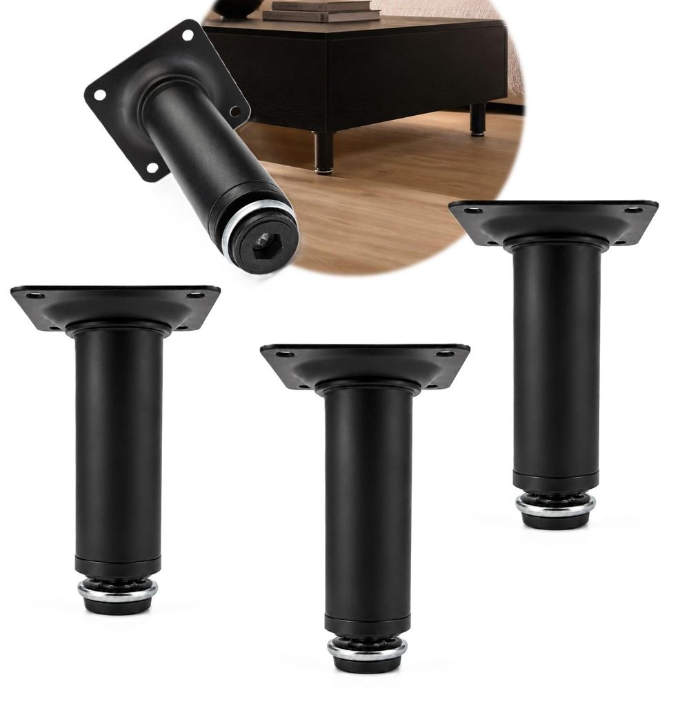 HOOZ® Möbelfüße Edelstahl Schwarz Matt 100 mm 4er Set Produktbild 