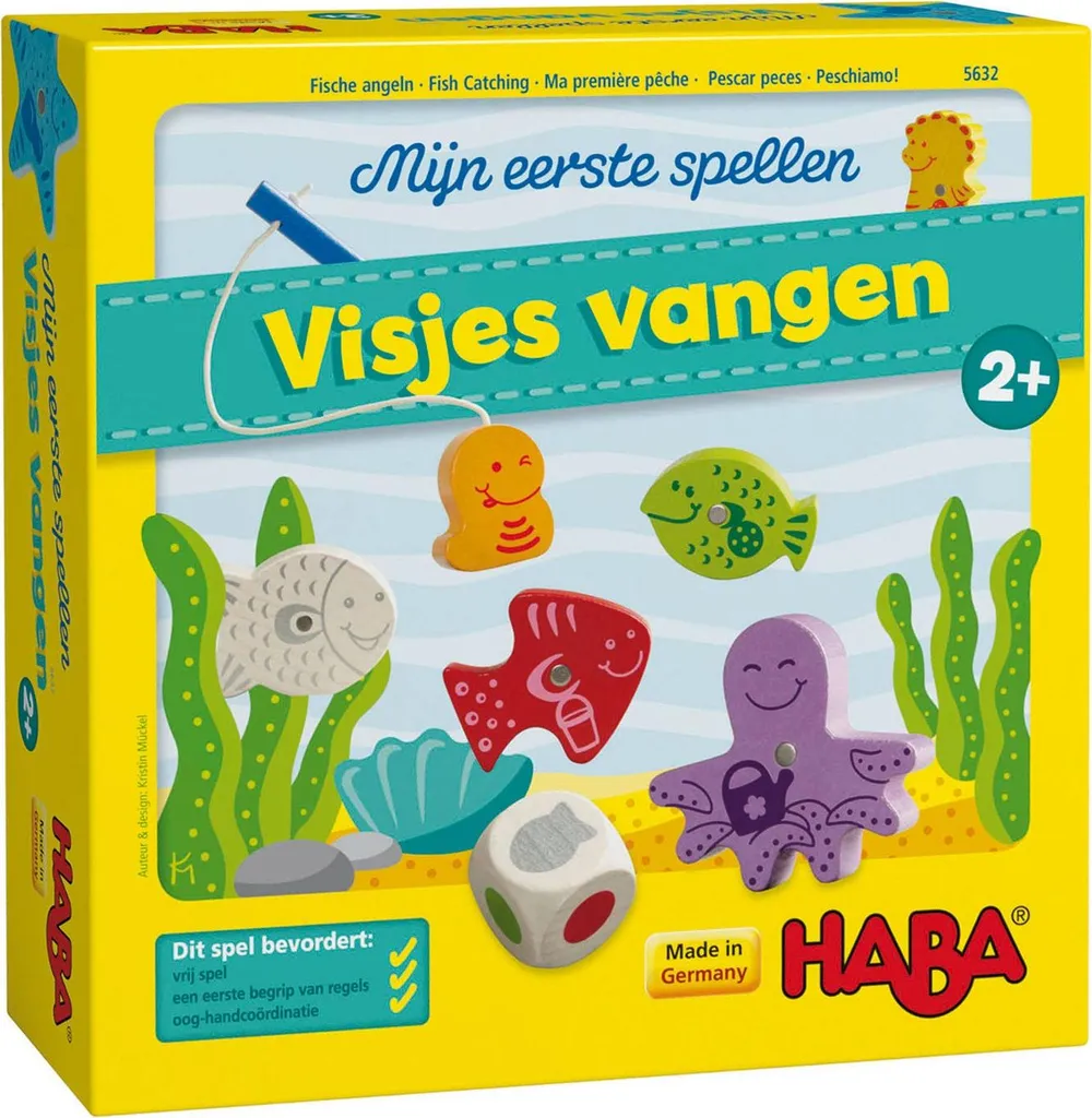 Jeu en Bois Haba Attraper des Poissons avec Canne Magnétique Enfant
