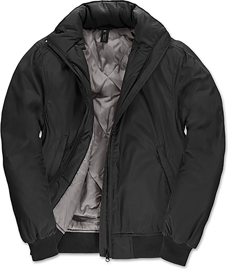 B&C Damen Bomber Jacke Kragen Winterjacke Skijacke Sportjacke Basic, Größe:2XL, Farbe:Black/Warm Grey