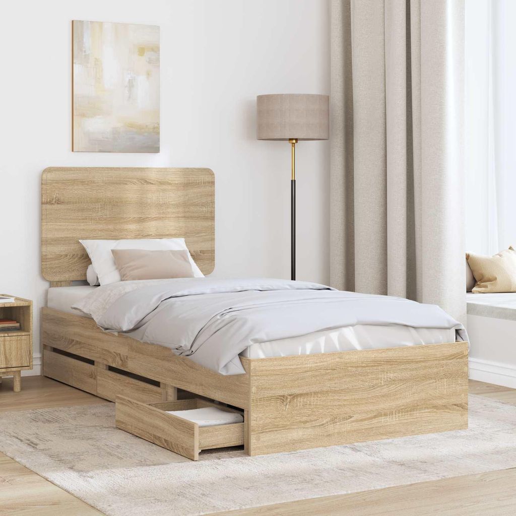 "Winter Sale" Bettrahmen Sonoma-Eiche 100 x 200cm Ingenieurs Holz - clorisNeu128988 - Klassische BettenJugendbett Tagesbett