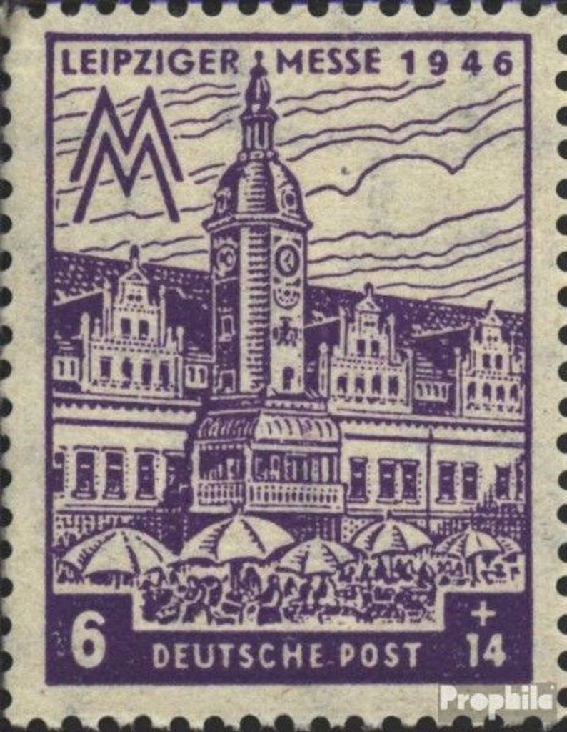 Briefmarken Sowjetische Zone (All.Bes.) 1948 Mi 162III, Fleck in der Kuppel postfrisch Leipziger Messe
