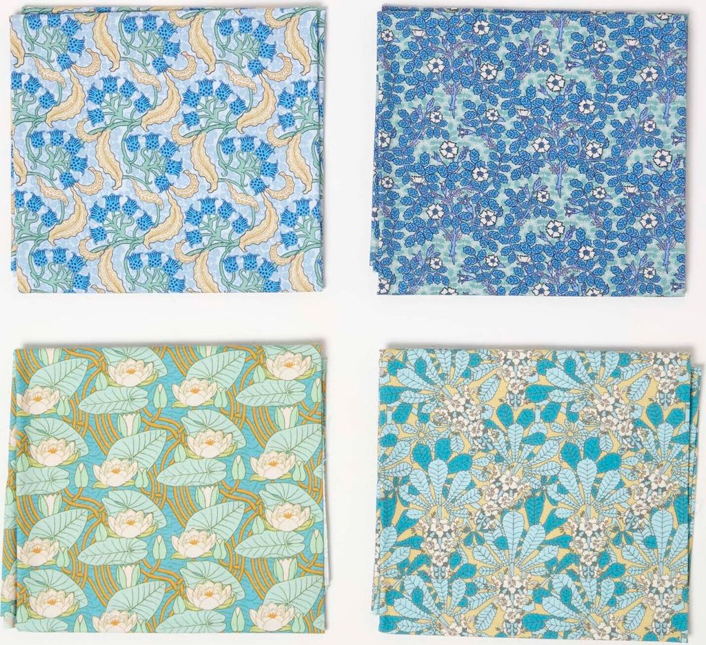 HOMESCAPES Patchworkstoffe Maurice Pillard Verneuil Art III - 4er-Set Fat Quarter, 100% Baumwolle