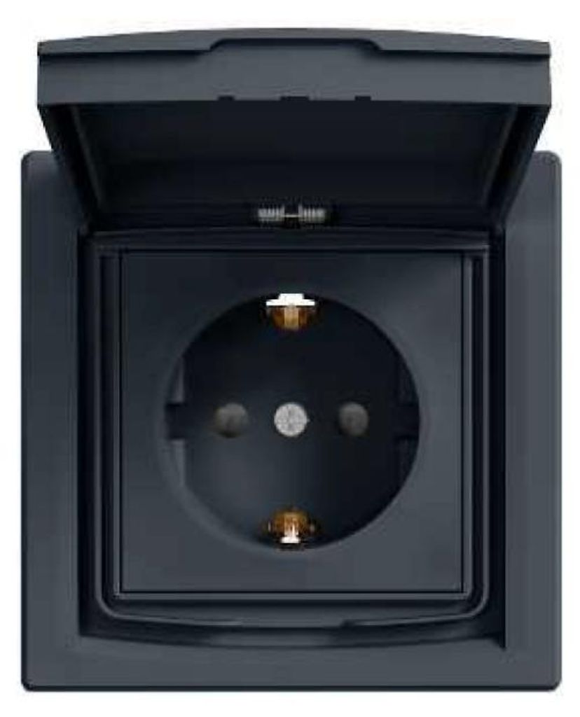 Enchufe SCHUKO IP44, sencillo, con marco, color antracita, Imagen del producto 