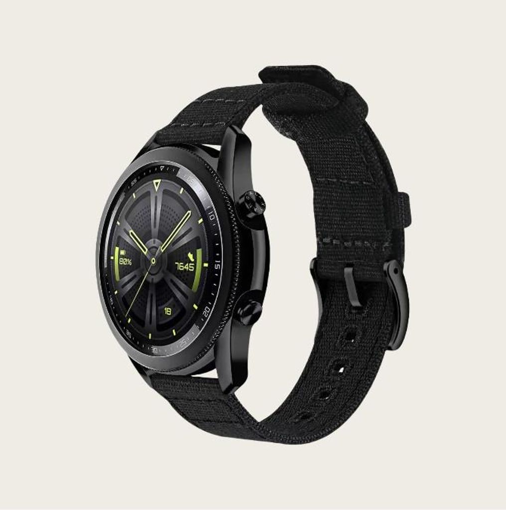 INF Gewebtes Canvas-Schnellverschluss-Uhrenarmband für Huawei GT4 Schwarz 22 mm