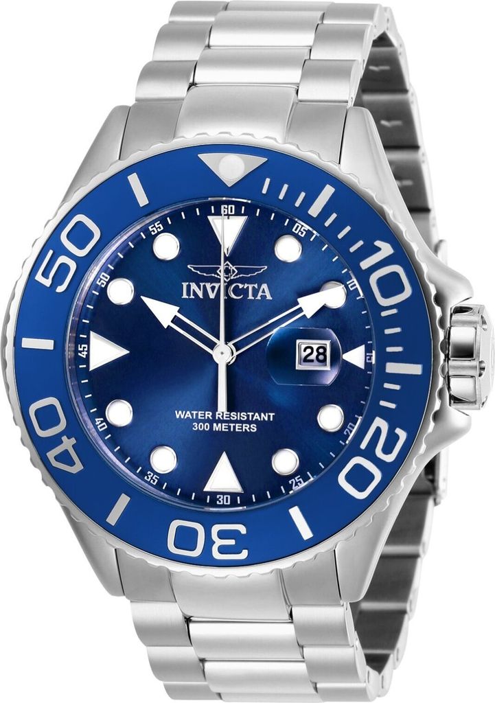 Invicta Pro Diver 28766 Herren uhr - Wasserdicht - Analog - Quarzuhrwerk - Edelstahl mit blauen zifferblat - 50mm