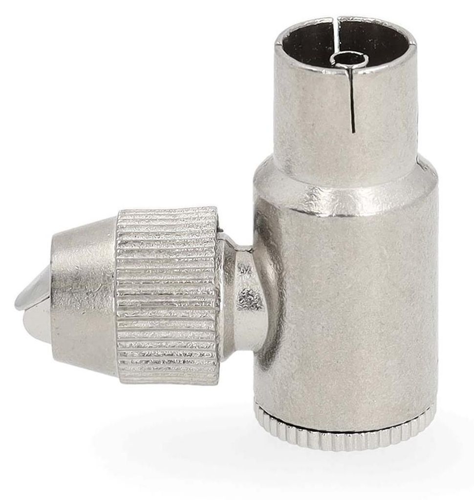 Nedis IEC (Coax) Stecker - Abgewinkelt - Buchse - Vernickelt - 75 Ohm - Schraube - Kabeleingangsdurchmesser: 7.0 mm - Metall - Silber - 2 Stück - ...