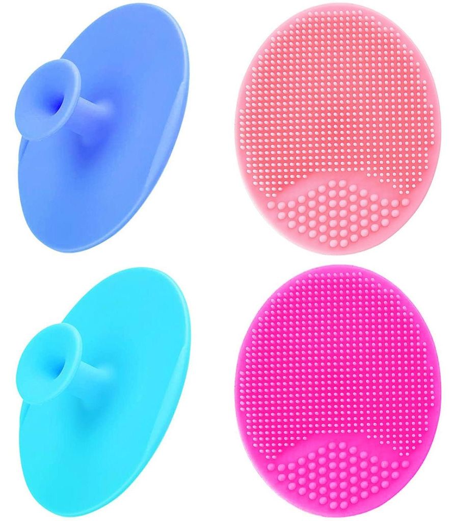 Baby-Badebürste, Babybürste, Silikon-Massagebürste, Peelingbürste, Baby-Essentials für trockene Haut, Milchschorf und Ekzeme, 4 Stück (klein ...