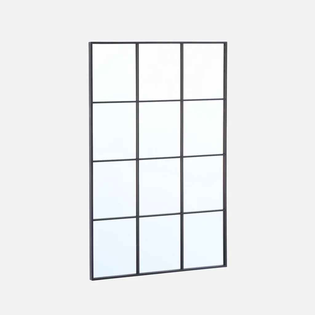 Specchio Parete Acciaio Nero Industriale - Rettangolare 120x80
