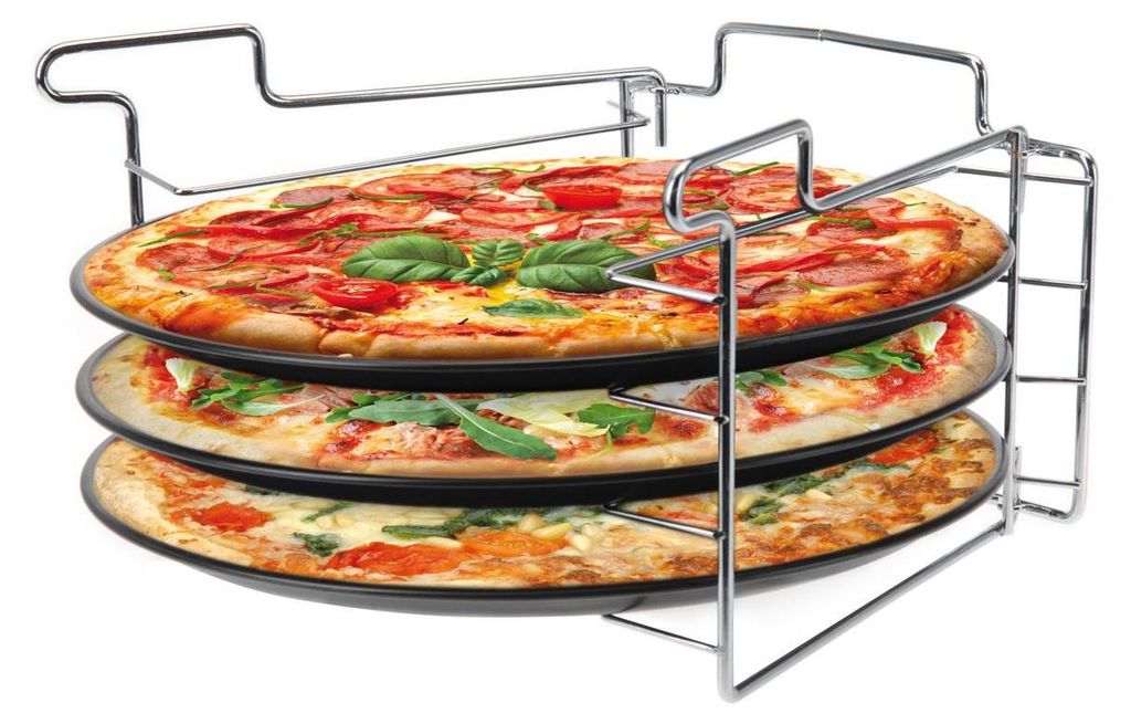 Uitstekende set van drie pizzabakplaten, gemaakt van Productafbeelding 