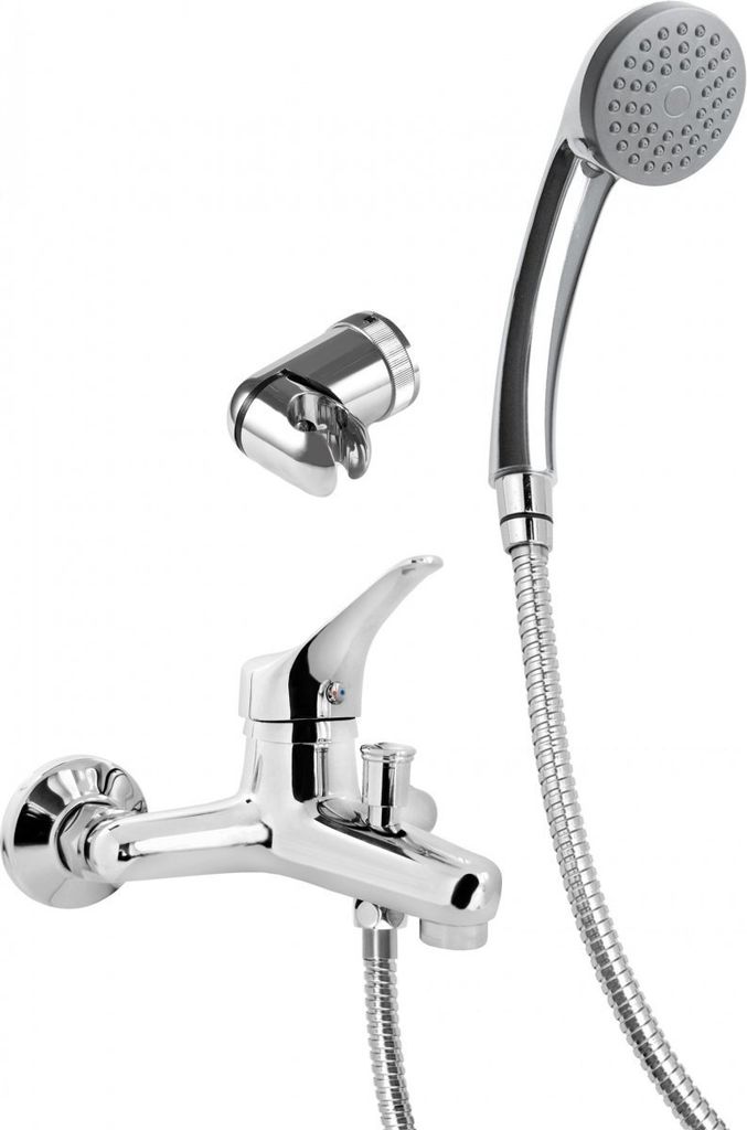 Wall-mounted bathtub mixer with shower set