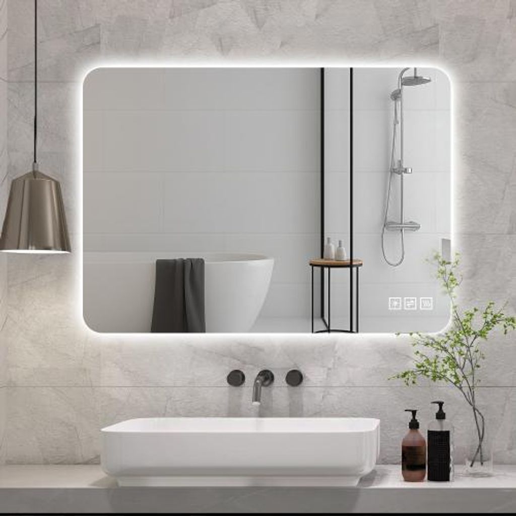 Specchio da bagno a LED 90x70 cm senza cornice con Immagine del prodotto 
