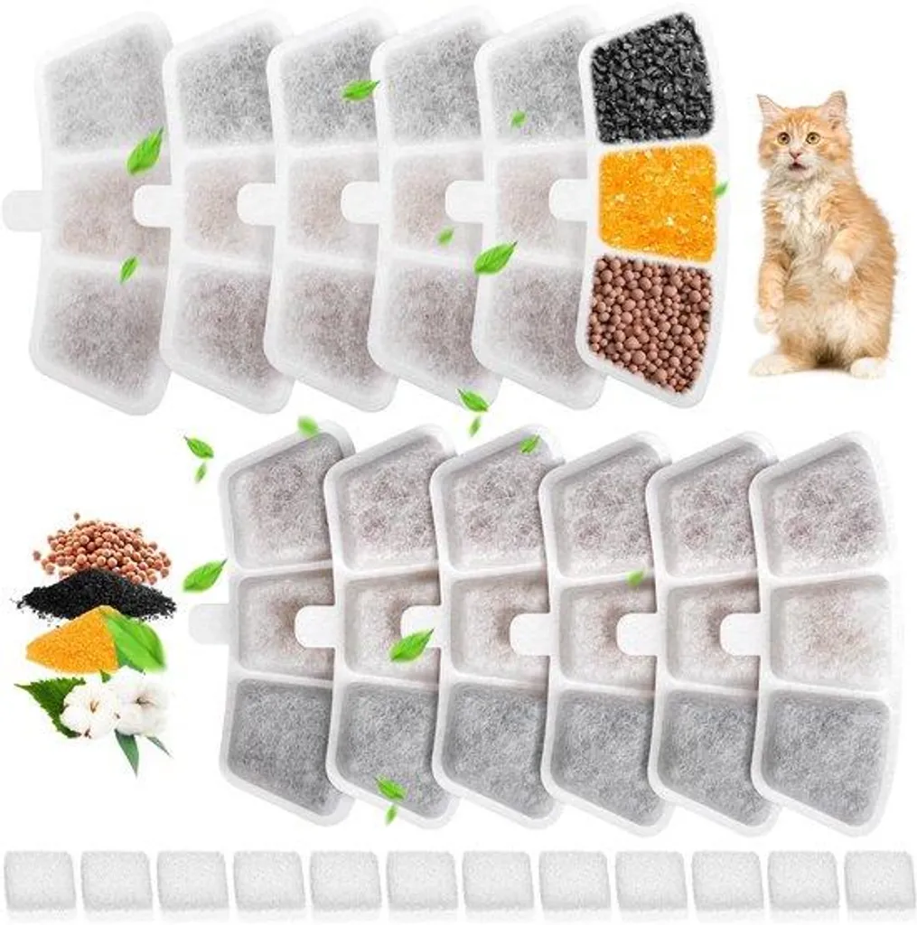 12 Bols Filtrants Inox 3,5L pour Fontaine Chat + Éponges Anti-poils