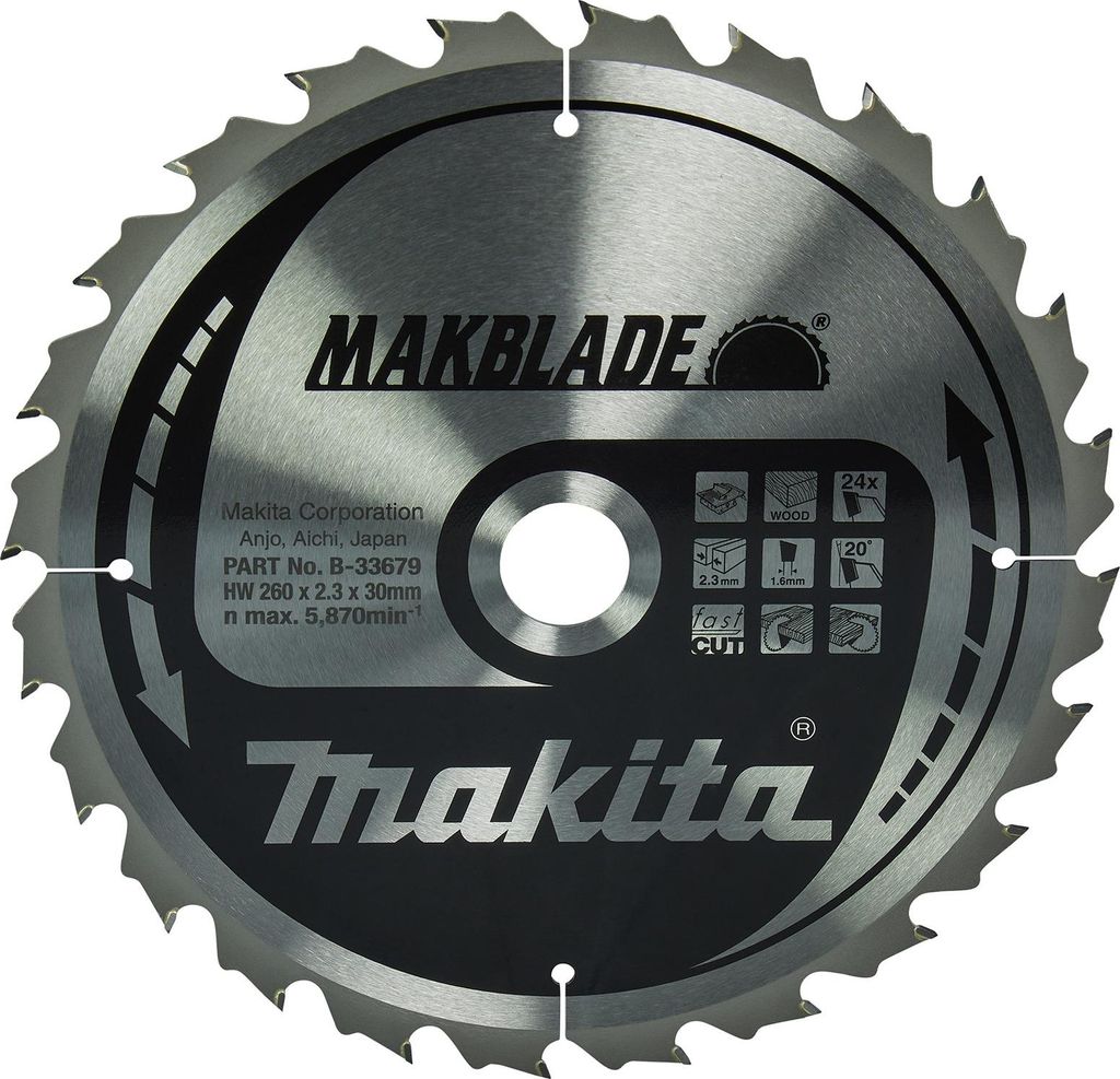 Makita Sägeblatt, SPECIALIZED TCT T.C.T. - 260 x 30 mm - 24 Produktbild 
