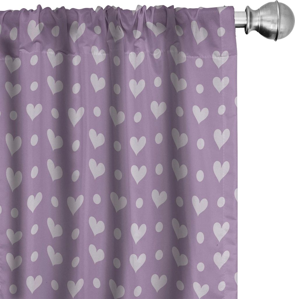 ABAKUHAUS Lila Vorhänge, Gardinen, Wiederholendes Herzen Punkte Monochrom Romantisches Muster, 2 Stück 75 x 245 cm, Lavendel und Lila