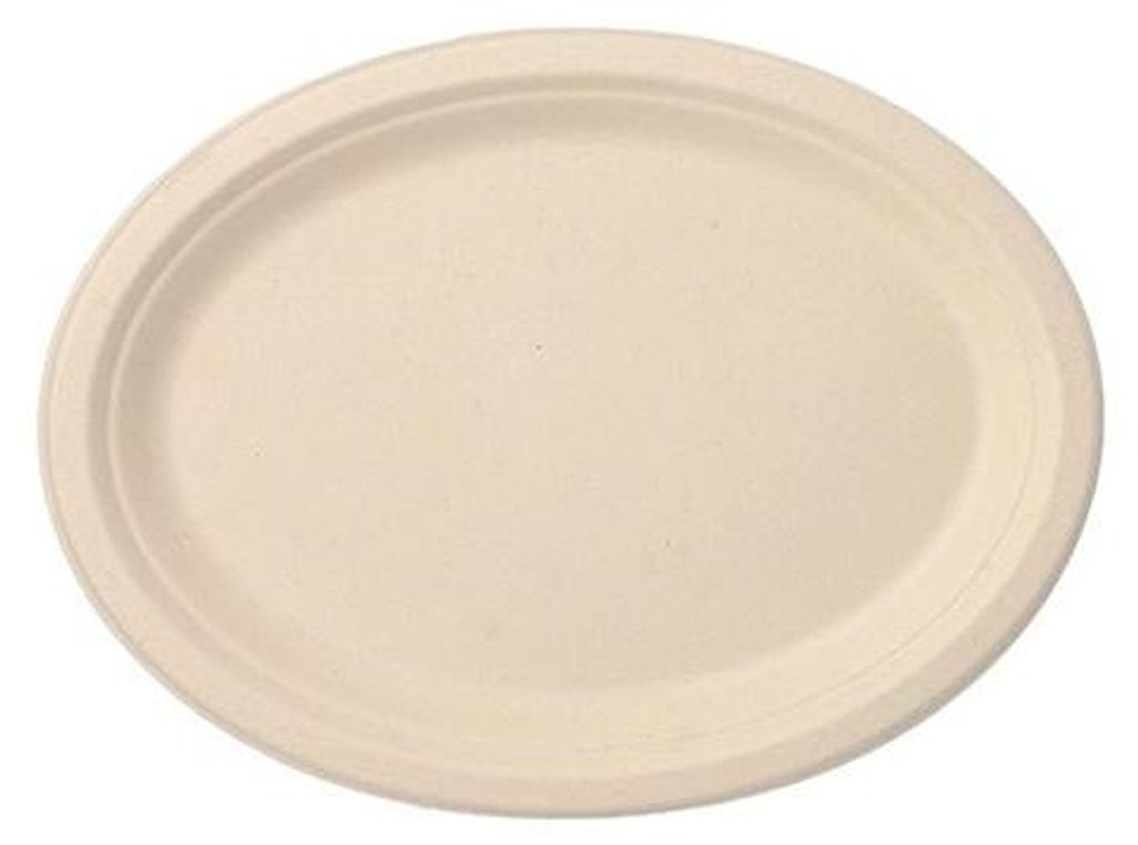 500 Teller, Zuckerrohr "pure" oval 26 cm x 20 cm x 2 cm natur