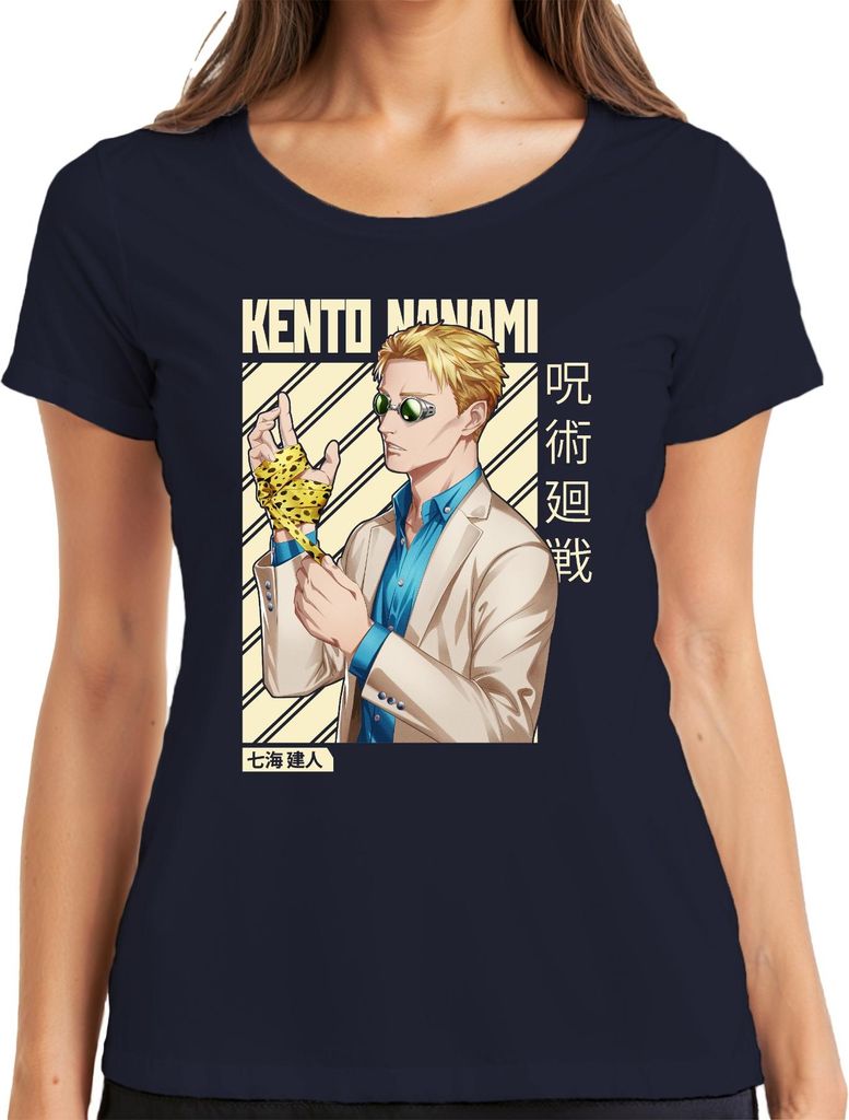 Kento Nanami Jujutsu Kaisen Anime Manga Anzug Geschenk Vintage Damen T-Shirt, Navy, 3XL