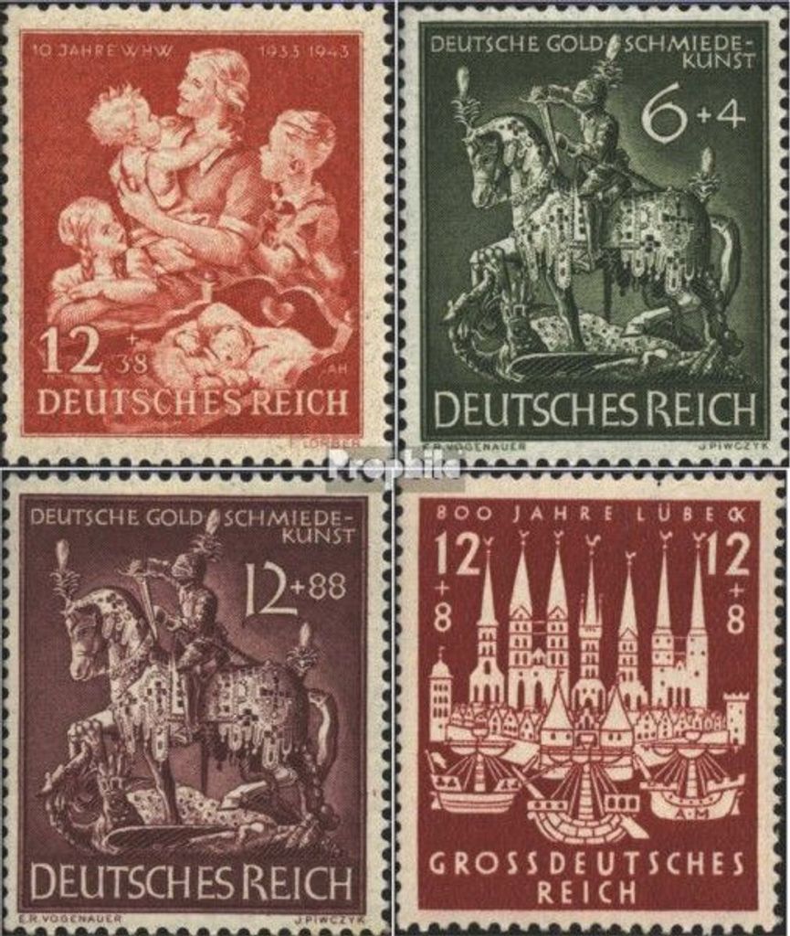 Briefmarken Deutsches Reich 1943 Mi 859,860-861,862 (kompl.Ausg.) mit Falz 10 Jahre Winterhilfswerk