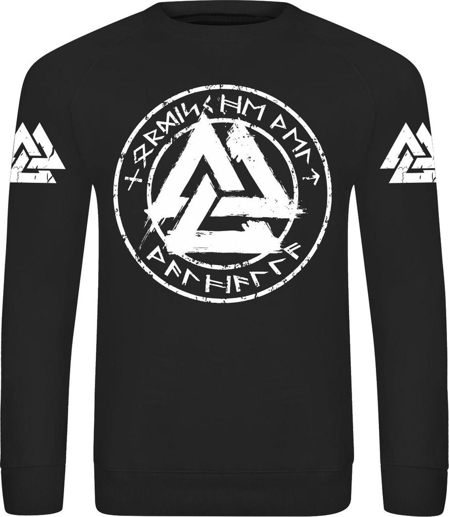 Herren Sweatshirt Nordische Welt Walhalla Wotansknoten weiss