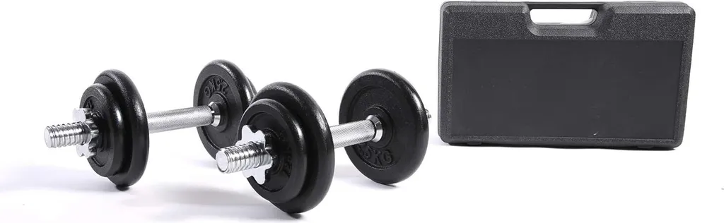 Kit Haltères Musculation 20kg Rebecca Mobili avec 8 Poids en Fonte Noire