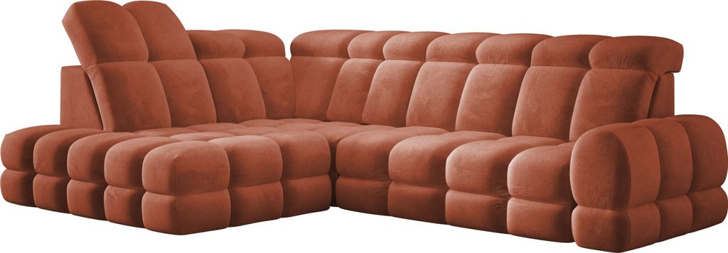 DomoHome Ecksofa Tollo Rustikal Salvador-Stoff Linke Seite 302x217x105 cm, L-Form Sofa mit Schlaffunktion, Bettkasten 120x85x17 cm, Elektrisch Vers...