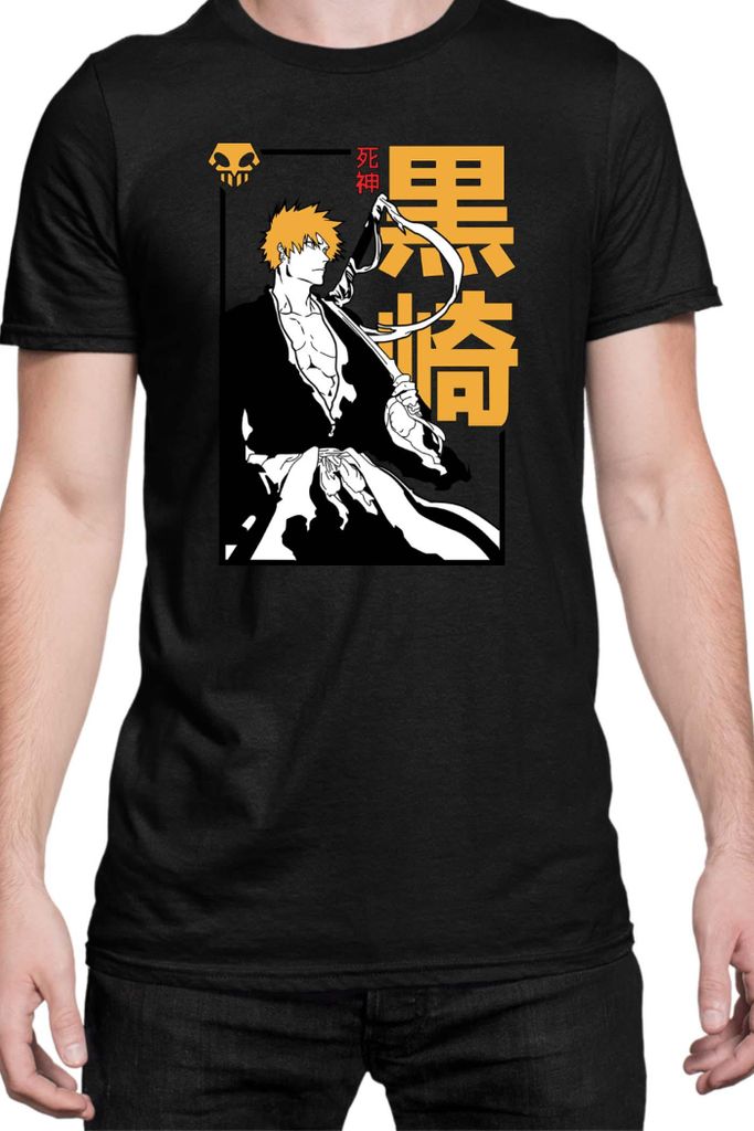 Herren T-Shirt Manga Japan Anime Comics Animation Bleach 005, Man 4XL / Schwarz