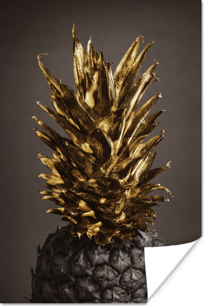 MuchoWow Poster Obst - Ananas - Gold 120x180 cm - Kunstposter