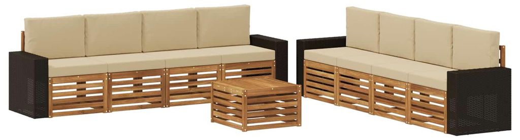 vidaXL Sofagarnituren mit Kissen 9 pcs Massivholz Akazie
