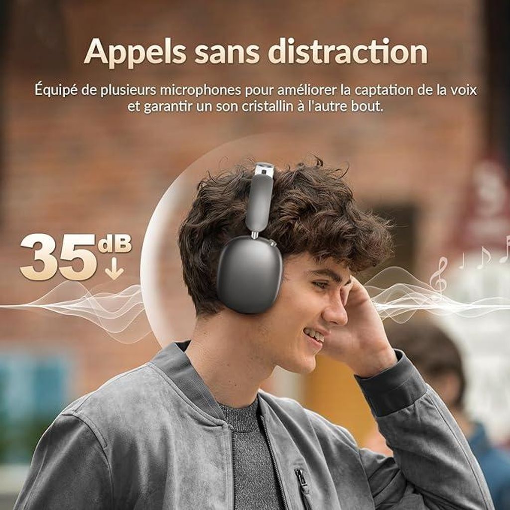 Over-Ear-Kopfhörer Aktive Noise Cancelling ,60 Std.5 EQ-Musikmodi,Hi-Res-Audio,Tiefe Bässe,faltbares Bluetooth 5.4 ,atmungsaktive Leder-Ohrpolster