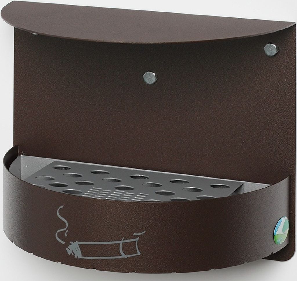 Wandascher mit Schutzdach verschließbar | 1,5 Liter, HxBxT 23x30x15cm | Verzinkter Stahl | Braun