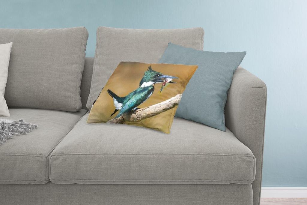 MuchoWow Zierkissen Sofakissen Wohnzimmer Dekokissen 60x40 cm Vogel - Fisch - Zweig - Kopfkissen - Polster mit Foto
