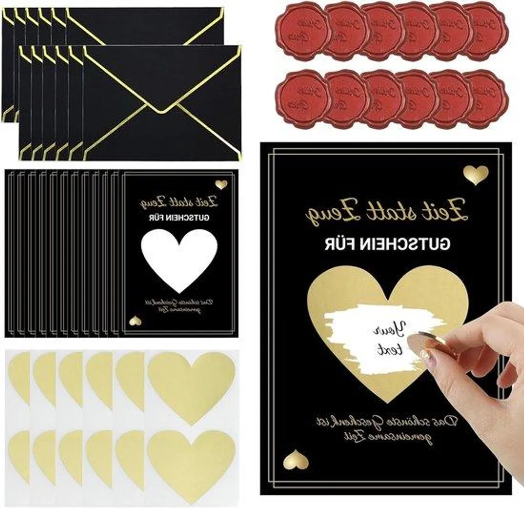 12 cartes de vœux pour cadeaux personnalisés, design noir et or chic