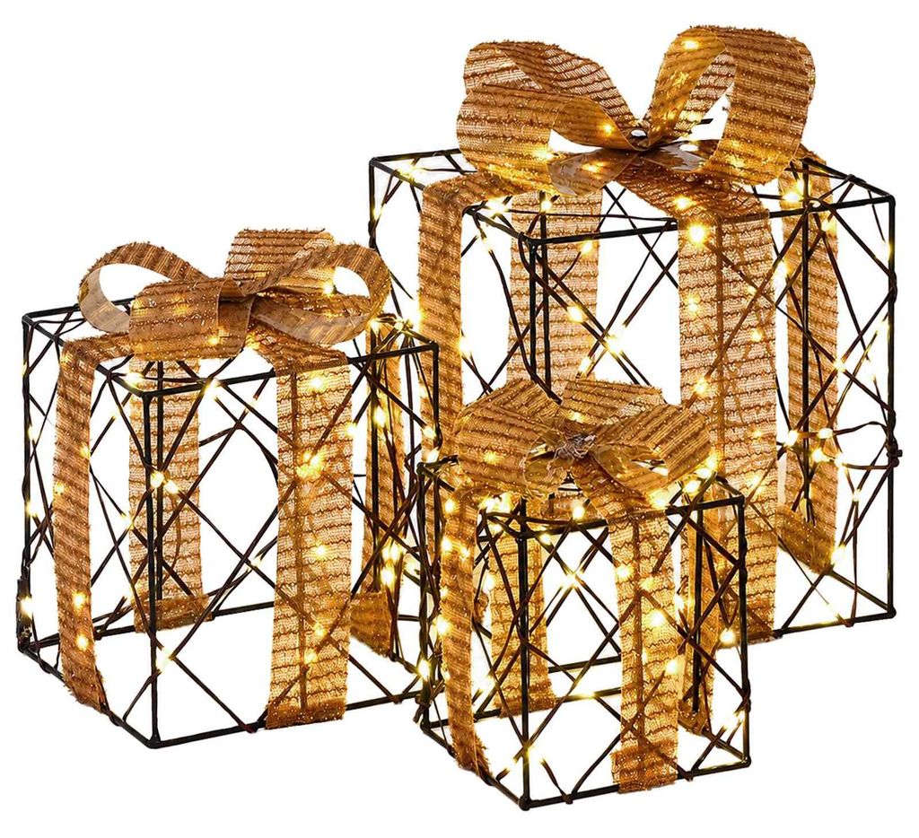 vidaXL Osvětlená vánoční dárková krabička, 3 kusy, 150 LED Obrázek produktu 