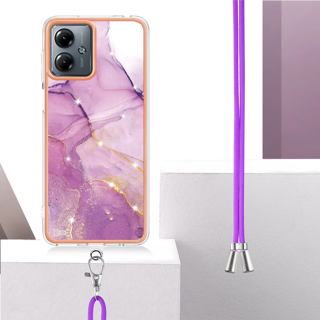 moex Collana per Cellulare Compatibile con Motorola Moto G7 Power, Custodia con Cinturino Regolabile in Oro Rosa