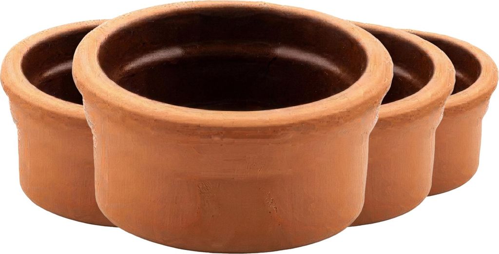 Viapot FLORYA 4er Set - 150 ml - Innen Braun Glasiert - Terrakotta-Schalen - 9,5×4,5 cm