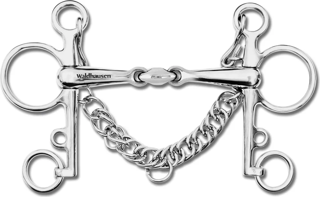 Mors de bride Pelham double brisure 11 cm en acier massif pour poney
