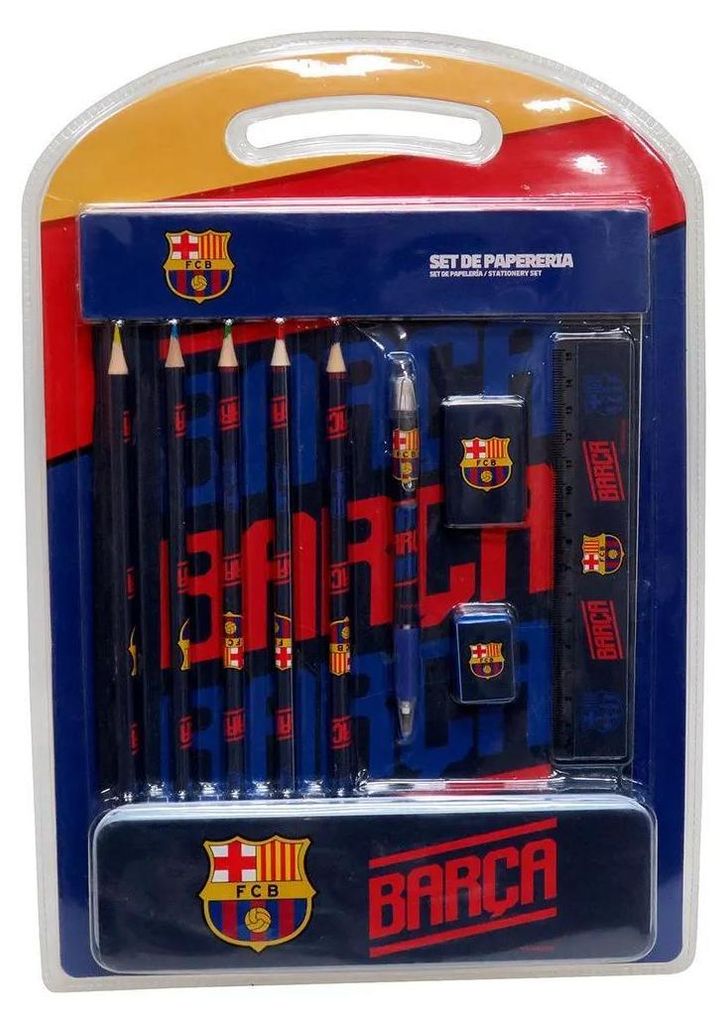 Fc Barcelona Schreinset Mit Metalletui Durchsichtig  Produktbild 