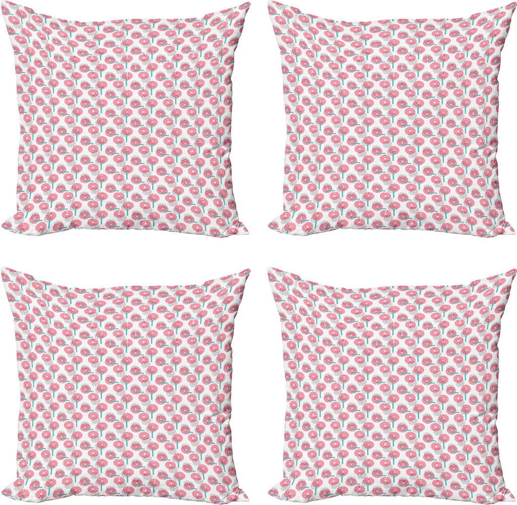 ABAKUHAUS Abstrakt Kissenbezug Set (4 Stück), Kreis-Punkte und Bars Kunst, Moderner Doppelseitiger Digitaldruck, 40 cm x 40 cm, Turquoise Dark Pink