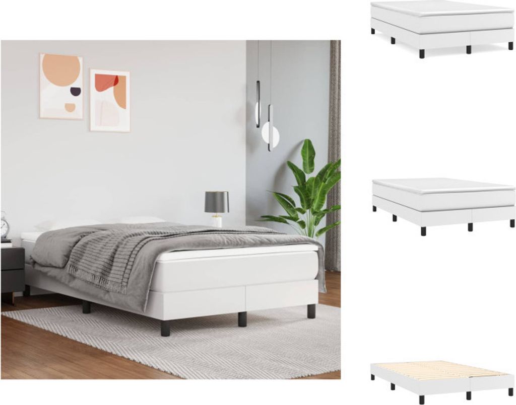 vidaXL Łóżko z materacem sprężynowym białe 120x200 cm Zdjęcie produktu 