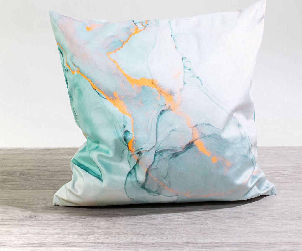 Kissen Deko von Lysel - mint Marmorlook 50x50 Polyester kissenbezug Dekokissen