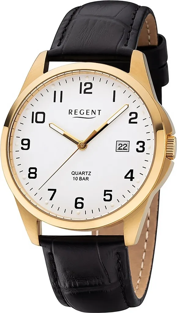 Montre Regent F-1226 Cuir Noir : Lisibilité et Confort au Quotidien