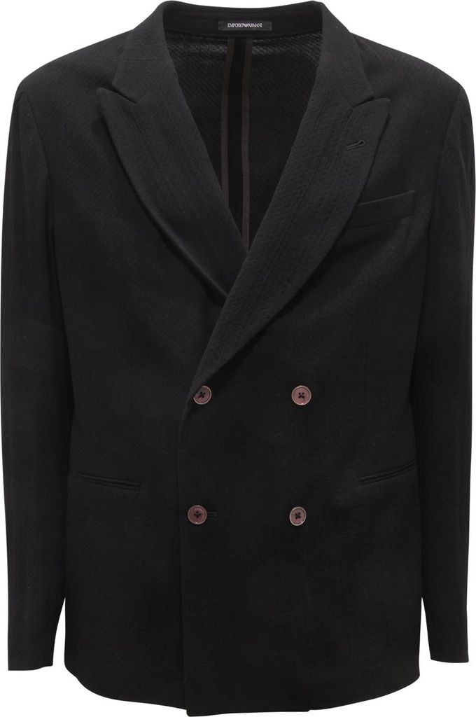 L0523 Giacca Doppiopetto Uomo Emporio Armani Man Wool Jacket Black